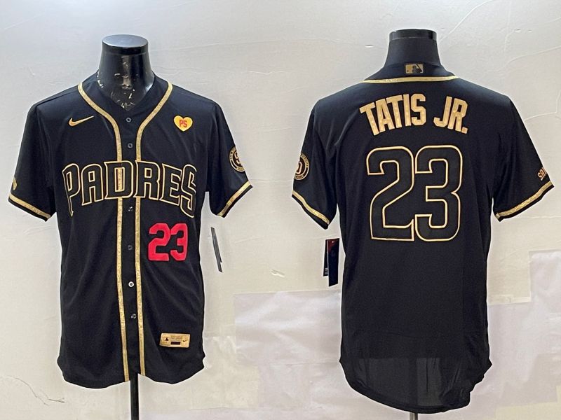 Men San Diego Padres #23 Tatis jr Black Gold Elite 2025 Nike MLB Jersey style 10